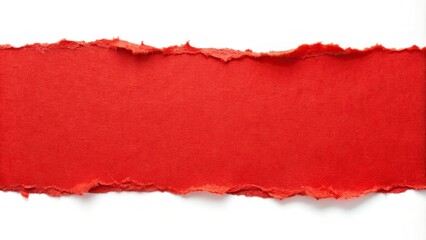 red ripped paper torn edges strips on white background