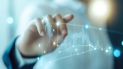 Businessperson Interacting with Futuristic Data Visualization