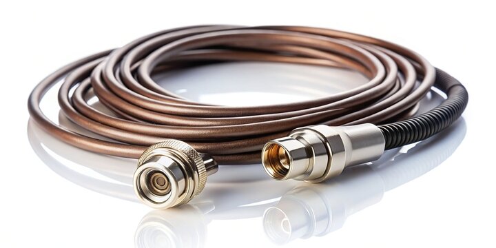 Reflected BNC Connector with Copper Cable isolated on white background