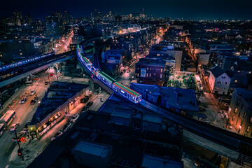 Drone photograph of Chicago Christmas Train 