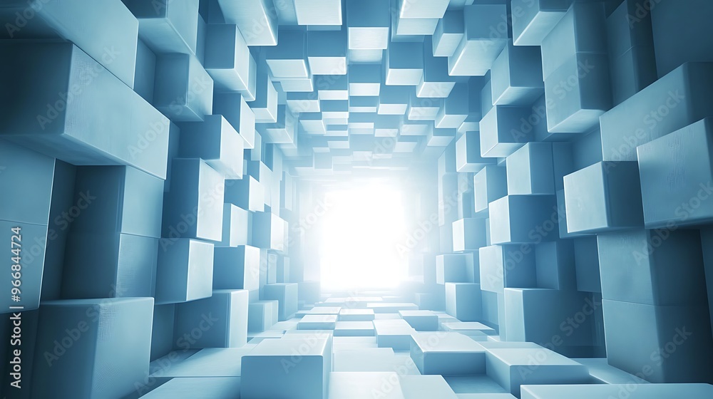Aufkleber a light at the end of a cube tunnel