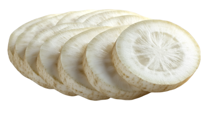 Freshly Sliced White Radish with Skin Closeup