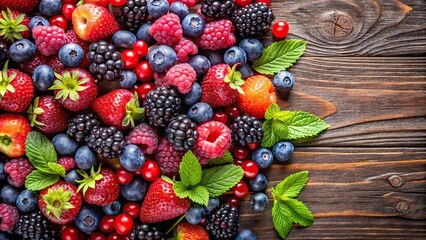 Fototapeta premium Rich superfood blend of wild berries in a medium shot