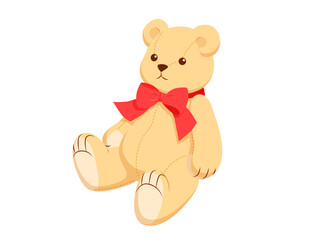 赤いリボンのテディベア　白縁