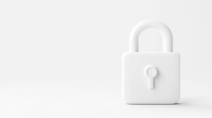 Minimalistic white padlock symbolizing security and protection against unauthorized access.