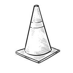 construction cone handdrawn illustration