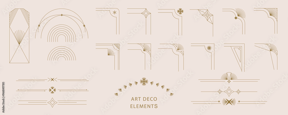 Wall mural vintage deco frame and border. abstract decoration element object