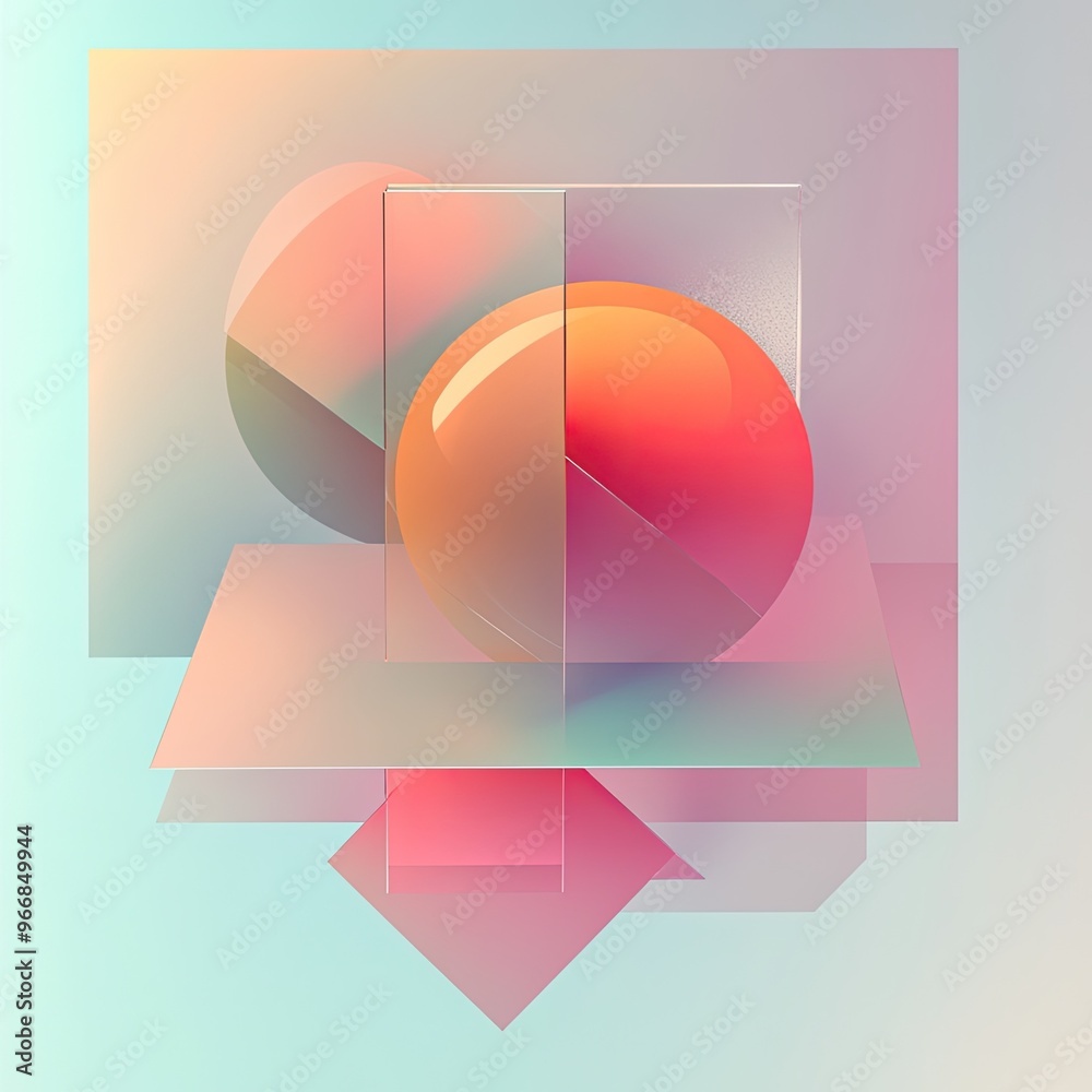 Poster abstract composition featuring geometric shapes and smooth gradients, perfect for modern design and 