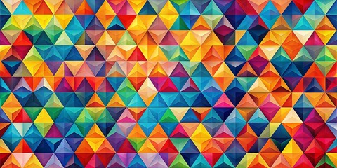 Vibrant colors and shapes meld together in a mesmerizing dance of geometric shapes, creating a rich tapestry of