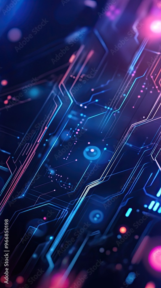 Wall mural vibrant abstract background featuring circuit patterns and glowing lights, perfect for technology an