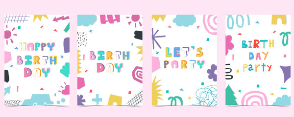 shape paper cut out background with colorful.illustration vector for a4 vertical kid design