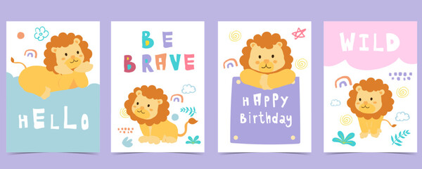 cute baby lion template background for a4 vertical design