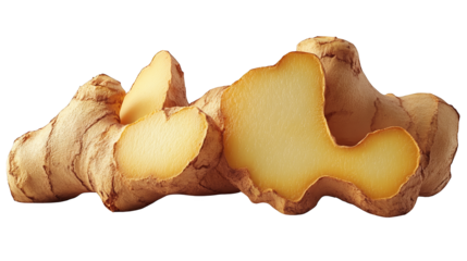 Fresh Ginger Root Cut Closeup with Colorful Background