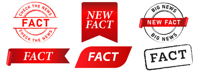 Fact verified news stamp real validation confirmation badge seal sticker ribbon textured set collection design