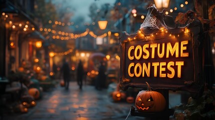 Sign that reads &ldquo;COSTUME CONTEST&rdquo; - Halloween - bar - pub - club - event - theme night  - October - scary - spooky 