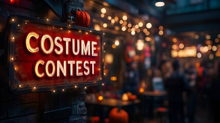 Sign that reads &ldquo;COSTUME CONTEST&rdquo; - Halloween - bar - pub - club - event - theme night  - October - scary - spooky 