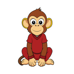 Obraz premium Cartoon waving monkey