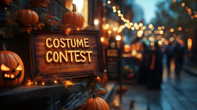 Sign that reads “COSTUME CONTEST” - Halloween - bar - pub - club - event - theme night  - October - scary - spooky 