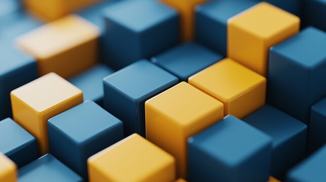 Blue and yellow cubes representing multidimensional arrays in NumPy Python library