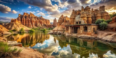 Fototapeta premium Rustic abstract blend natural erosion architectural precision long shot