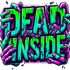 Inside dead zombie t-shirt design vector art illustration image.

