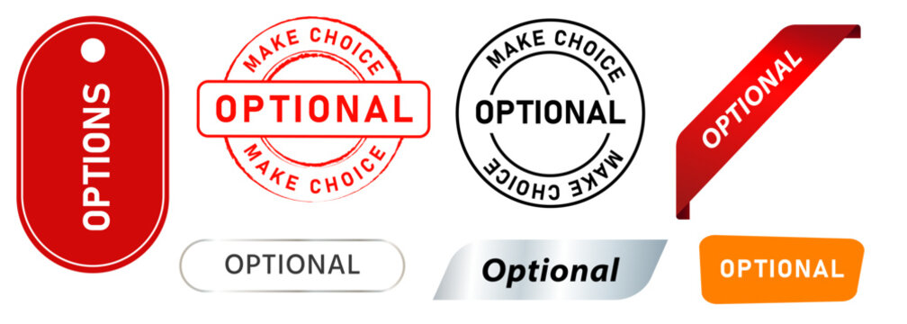 Optional stamp option make decision badge sign sticker make choice deciding logo set collection design