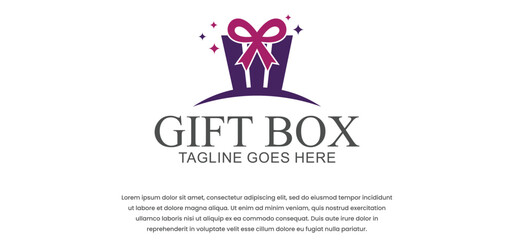 Gift box logo design, greeting box vector or gift box wrap, on white background