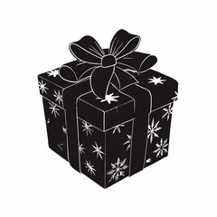 Christmas Present ribbon bow black vector  silhouette 