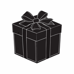 Christmas Present ribbon bow black vector  silhouette 