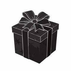 Christmas Present ribbon bow black vector  silhouette 