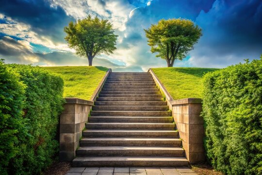 Scenic landscape with stairs and entrance