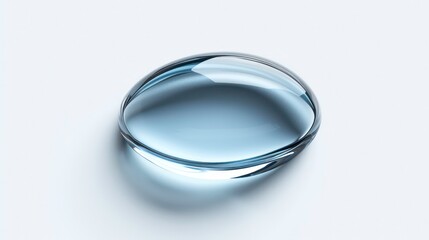 A close-up shot of a clear contact lens on a white surface.