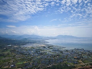 Salt fields seen from above in Cam Ranh Bay
