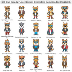 Obraz premium Dog Breeds Funny Cartoon Characters Collection Set of 600 Dog Faces Isolated Part 28