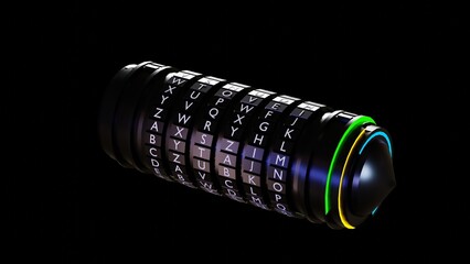 A detailed 3D render of a cryptex, a game asset featuring intricate mechanical elements and a vintage design. Perfect for game development, puzzles, and interactive experiences.