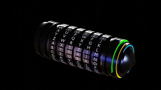 A detailed 3D render of a cryptex, a game asset featuring intricate mechanical elements and a vintage design. Perfect for game development, puzzles, and interactive experiences.