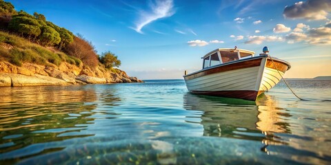 Scenic view of coastline from boat