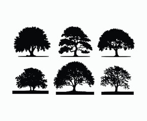 Oak tree silhouette EPS vector file illustration template