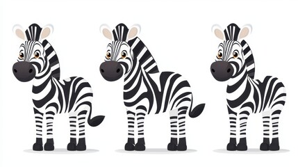 Obraz premium Cute Cartoon Zebra Character Illustration Set