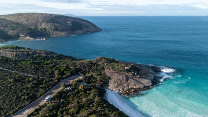Aerial view of Hellfire Bay in Cape Le Grand National Park, Western Australia