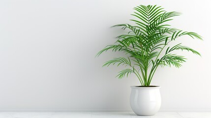 A beautiful plant is placed on a clean and pure white background. The plant shows its lush green leaves and perhaps some delicate stems. The contrast between the vibrant plant and the plain white back