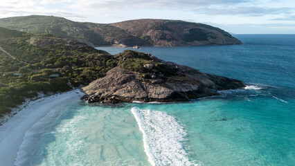 Aerial view of Hellfire Bay in Cape Le Grand National Park, Western Australia