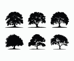 Oak tree silhouette EPS vector file illustration template