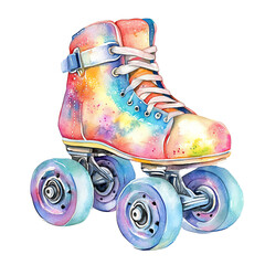 Vibrant watercolor roller skate.