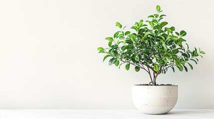 A beautiful plant is placed on a clean and pure white background. The plant shows its lush green leaves and perhaps some delicate stems. The contrast between the vibrant plant and the plain white back