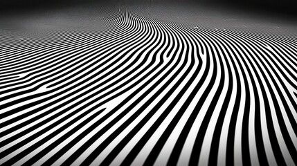 Abstract Black and White Curved Stripes Background