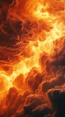 Fiery clouds with dramatic lighting, abstract nature concept
