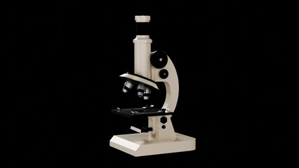 
A high-quality 3D render of a modern microscope, showcasing detailed components and sleek design. Ideal for scientific presentations, educational materials, and technology-related projects.