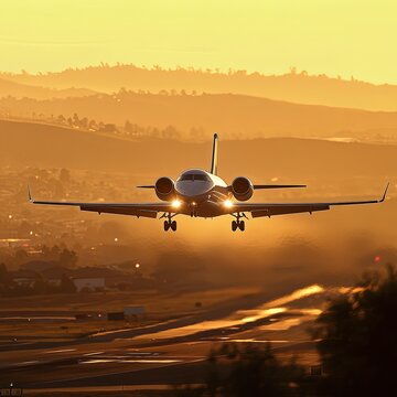USA American Eagle Airlines Embraer ERJ-175 is approaching San Jose International Airport (SJC) in beautiful golden California sunlight.