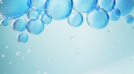  liquid bubbles. Collagen bubbles. Concept for cosmetics. 3d Cosmetic molecule Serum.	
